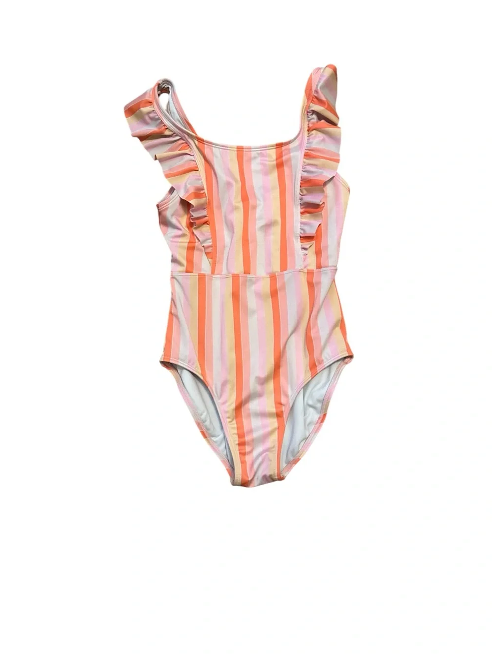 Cat & Jack Coral Lace Sundress + Striped Ruffle Swimsuit